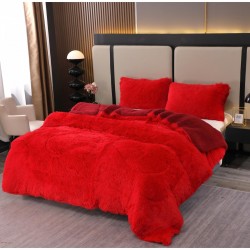 Pilota Fluffy cu Blăniță 200x230 cm + 2 fețe de pernă – Rosu, PF-001