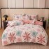 Lenjerie Cocolino 1 Persoană 4 Piese – Model Floral Pastel cu Flori Roz și Albastre, LSC-003