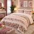 Pilotă Cocolino cu Blăniță 200×230 cm + 2 Fețe de Pernă 50×70 cm – Model Floral Roz-Roșu, PDC-050