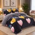 Pilotă Cocolino cu Blăniță 200×230 cm + 2 Fețe de Pernă 50×70 cm – Model Inimi și Fluturi, Negru-Roz-Auriu, PDC-064