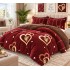 Pilotă Cocolino cu Blăniță 200×230 cm + 2 Fețe de Pernă 50×70 cm – Model Inimi Aurii, Bordo, PDC-075