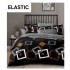 Set Lenjerie Pat Dublu Bumbac Satinat 4 Piese cu Cearșaf cu Elastic – Model Geometric Negru, Gri și Maro, LES-103