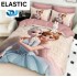 Lenjerie Pat Dublu 6 Piese Finet cu Cearșaf cu Elastic – Model Prințese Elsa și Anna, LCC-080