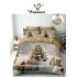 Set Lenjerie Pat Dublu Finet 6 Piese cu Cearșaf cu Elastic 5D – Model Crăciun Elegant cu Brad Auriu, LTC-014