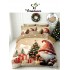Set Lenjerie Pat Dublu Finet 6 Piese cu Cearșaf cu Elastic 5D – Model Crăciun cu Moș Spiriduș, Brad și Cadouri, LTC-016