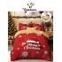 Set Lenjerie Pat Dublu Finet 6 Piese cu Cearșaf cu Elastic 5D – Model Crăciun Merry Christmas Roșu, LTC-024