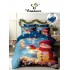 Set Lenjerie Pat Dublu Finet 6 Piese cu Cearșaf cu Elastic 5D – Model Crăciun cu Om de Zăpadă și Clopoțel, LTC-030