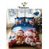 Set Lenjerie Pat Dublu Finet 6 Piese cu Cearșaf cu Elastic 5D – Model Crăciun cu Ursuleț și Om de Zăpadă, LTC-040