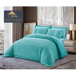 Lenjerie de pat Cocolino cu pilotă inclusă și cearșaf cu elastic, 6 piese, blană de iepure Turquoise, LCE-009