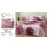 Lenjerie de Pat Cocolino cu Model în Relief, 6 Piese, Cearșaf cu Elastic - Roz - Bordo,  LEC-058