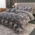 Lenjerie de Pat Premium JOJO Home, 4 Piese, Blăniță Artificială Tip Iepure, Cearșaf cu Elastic – Gri, LJH-001