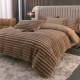 Lenjerie de Pat Premium JOJO Home, 4 Piese, Blăniță Artificială Tip Iepure, Cearșaf cu Elastic – Cappuccino, LJH-002 Lenjerii Blanita Iepure