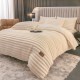 Lenjerie de Pat Premium JOJO Home, 4 Piese, Blăniță Artificială Tip Iepure, Cearșaf cu Elastic – Crem, LJH-003 Lenjerii Blanita Iepure