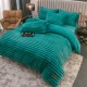 Lenjerie de Pat Premium JOJO Home, 4 Piese, Blăniță Artificială Tip Iepure, Cearșaf cu Elastic – Turcoaz, LJH-004 Lenjerii Blanita Iepure