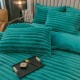 Lenjerie de Pat Premium JOJO Home, 4 Piese, Blăniță Artificială Tip Iepure, Cearșaf cu Elastic – Turcoaz, LJH-004 Lenjerii Blanita Iepure