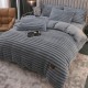 Lenjerie de Pat Premium JOJO Home, 4 Piese, Blăniță Artificială Tip Iepure, Cearșaf cu Elastic – Gri Inchis, LJH-005 Lenjerii Blanita Iepure