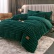 Lenjerie de Pat Premium JOJO Home, 4 Piese, Blăniță Artificială Tip Iepure, Cearșaf cu Elastic – Verde Smarald, LJH-007 Lenjerii Blanita Iepure