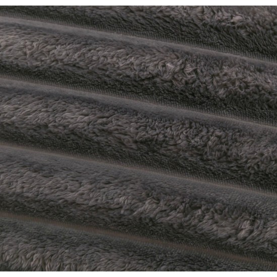 Lenjerie de Pat Premium JOJO Home, 4 Piese, Blăniță Artificială Tip Iepure, Cearșaf cu Elastic – Gri Inchis, LJH-008 Lenjerii Blanita Iepure
