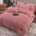 Lenjerie de Pat Premium JOJO Home, 4 Piese, Blăniță Artificială Tip Iepure, Cearșaf cu Elastic – Roz, LJH-009