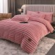 Lenjerie de Pat Premium JOJO Home, 4 Piese, Blăniță Artificială Tip Iepure, Cearșaf cu Elastic – Roz, LJH-009 Lenjerii Blanita Iepure