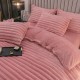 Lenjerie de Pat Premium JOJO Home, 4 Piese, Blăniță Artificială Tip Iepure, Cearșaf cu Elastic – Roz, LJH-009 Lenjerii Blanita Iepure