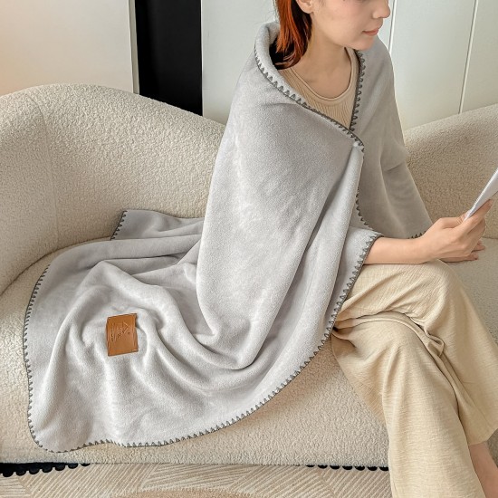 Șal Multifuncțional Jojo Home din Cașmir Artificial 100x140 cm cu Capse – Șal și Pătură 2 în 1, Gri, PJC-006 Paturi cu Margine