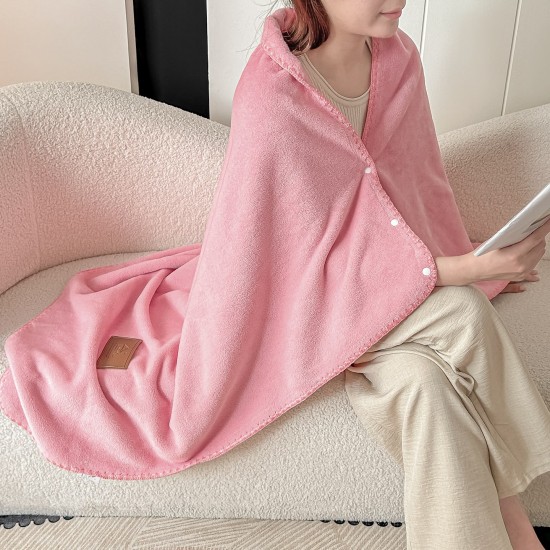 Șal Multifuncțional Jojo Home din Cașmir Artificial 100x140 cm cu Capse – Șal și Pătură 2 în 1, Roz, PJC-007 Paturi cu Margine