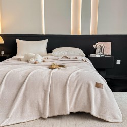 Pătură Jojo Home din Cașmir Artificial 200x230 cm – Moale, Pufoasă și Călduroasă, Crem-Bej, PJC-012