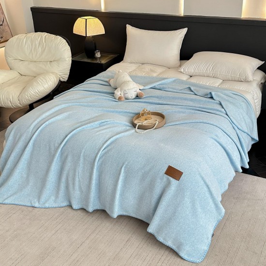 Pătură Jojo Home din Cașmir Artificial 200x230 cm – Moale, Pufoasă și Călduroasă, Albastru Bleu, PJC-018 Paturi cu Margine