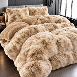 Pilota Fluffy cu Blăniță 200x230 cm + 2 fețe de pernă – Galben, PF-035