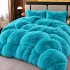Pilota Fluffy cu Blăniță 200x230 cm + 2 fețe de pernă – Model Turquoise, PF-033
