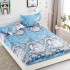 Set Cearșaf cu Elastic din Bumbac Finet 180x200 cm + 2 Fețe de Pernă – Crăciun cu Oameni de Zăpadă, Albastru, LTC-027