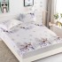 Set Cearșaf cu Elastic din Bumbac Finet 180x200 cm + 2 Fețe de Pernă – Crăciun cu Reni și Fulgi de Nea, Alb, LTC-049