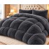 Set Pilotă Fluffy Pat Dublu 200x230 cm cu 2 Fețe de Pernă – Model Gri Inchis, PF-008