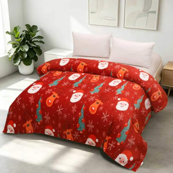 Pătură Cocolino 200x230 cm – Model Crăciun cu Moș Crăciun, Reni și Brazi, Moale și Călduroasă, PTC-005 Oricare 3 la 159 lei