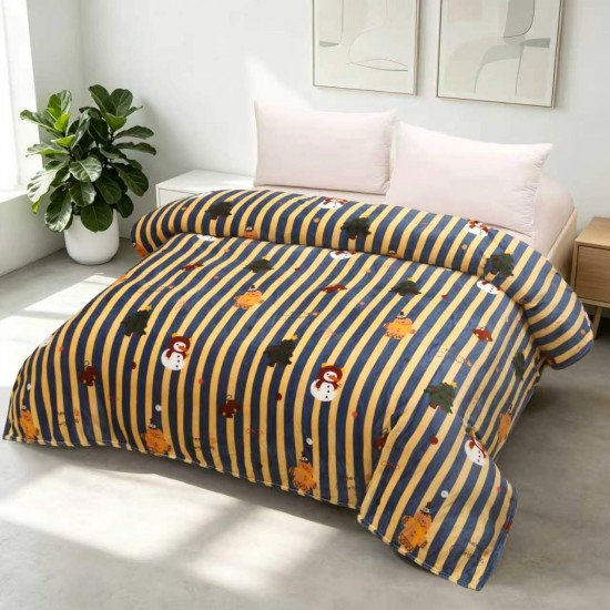 Pătură Cocolino 200x230 cm – Model Crăciun cu Dungi Albastre și Galbene, Moale, Pufoasă și Călduroasă, PTC-007 Oricare 3 la 159 lei
