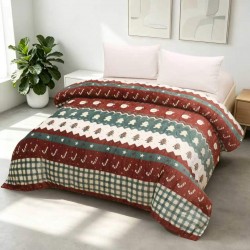 Pătură Cocolino 200x230 cm – Model Crăciun cu Braduleți și Bomboane, Moale, Pufoasă și Călduroasă, PTC-017