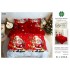 Set Lenjerie Pat Dublu 6 Piese Bumbac Finet – Model Crăciun cu Moș Crăciun și Ren, Roșu Festiv, LTC-072