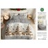 Set Lenjerie Pat Dublu 6 Piese Bumbac Finet – Model Crăciun cu Brazi Aurii și Argintii, Gri Elegant, LTC-073