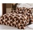 Set Lenjerie Pufoasa Cocolino cu Elastic, 4 Piese, Pat 2 Persoane, Maro-Bej-Crem, frunze, LEC-022
