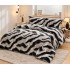 Set Lenjerie Cocolino 4 piese pat dublu cu cearșaf cu elastic – Model animal print Crem-Negru, LEC-008