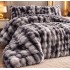 Pilotă Pufoasă din Blăniță Artificială de Iepure 200x230 cm + 2 Fețe de Pernă – Model Luxury Gri Degrade, Gri, LCE-053