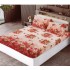Cearsaf cu elastic COCOLINO, 180x200x25cm, plus 2 fete de perne, Rosu-Crem, flori, HC-037