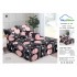 Lenjerie pat dublu, BUMBAC FINET, 6 piese, cu VOLANASE, Gri-Roz, cercuri, LDV-013