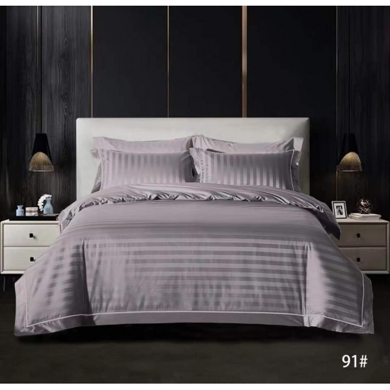 Lenjerie pat dublu, Damasc, 6 piese, Deluxe, Gri, LDS-026 Lenjerii damasc 6 piese