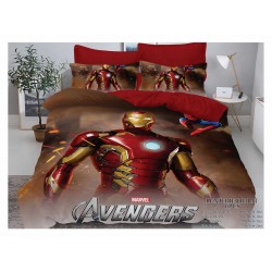 Lenjerie pat dublu, 6 piese, bumbac-finet, Multicolor-Rosu, Spiderman, LFD6PC-040