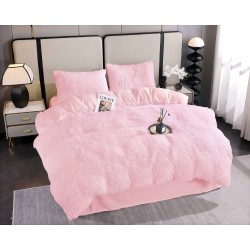 Lenjerie Cocolino Fluffy pat dublu 4 piese roz, LFF-022