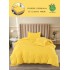 Lenjerie de Pat din Finet, 4 Piese, Pat 1 Persoana, cu ELASTIC, Galben, LFS-052