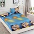 Husa pat cu elastic, Bumbac FINET, 180x200cm, 2 fete de perne 50x70cm, Bleumarin-Multicolor, leu, HDF-123