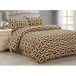 Lenjerie pat dublu, Super Pufoasa COCOLINO, 4 piese, Crem, linii serpuite, LDC-025